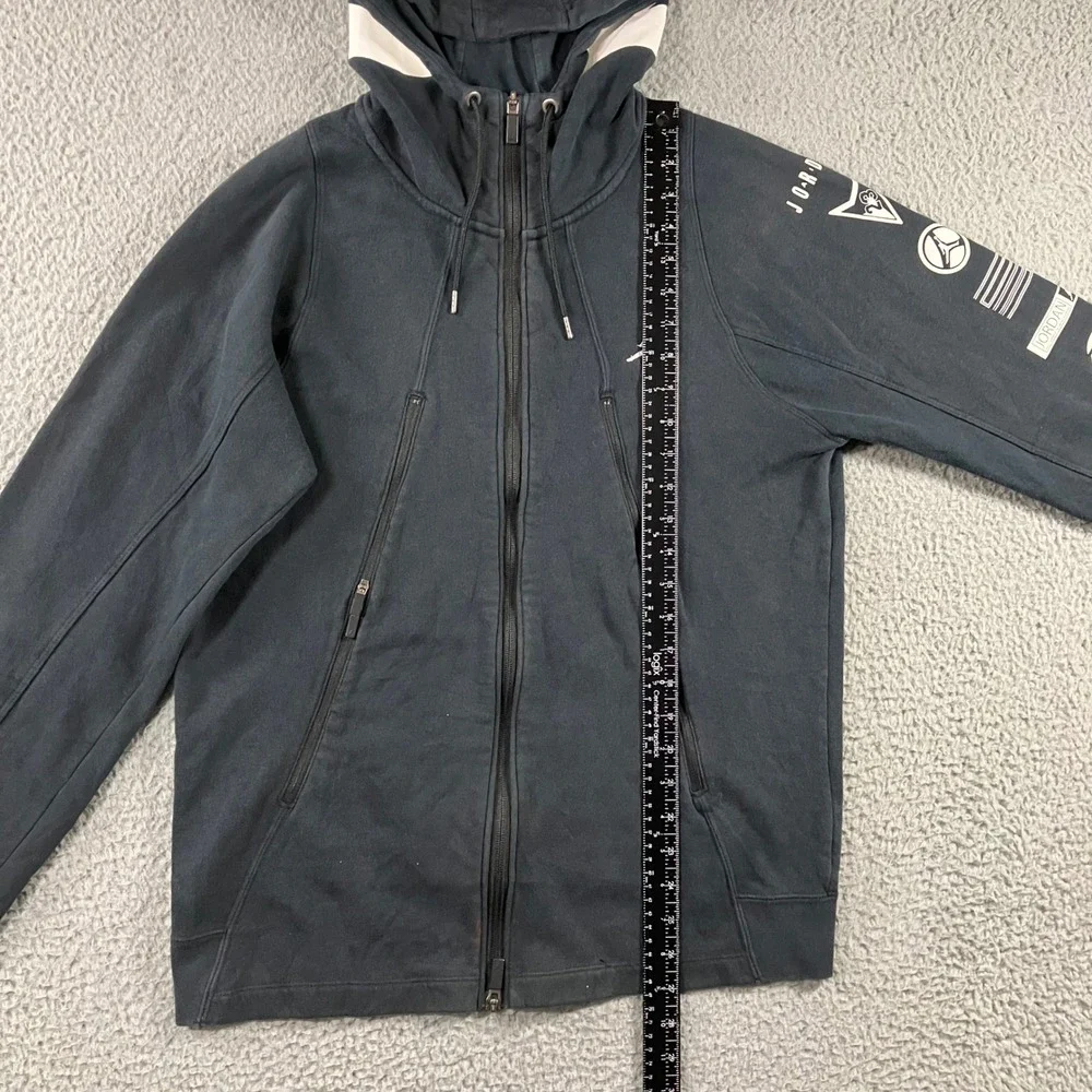 Jordan Full Zip Hoodie Men M Black‎ Graphic Sleeve Jumpman 23 Hood Hypebeast